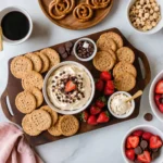 Create the ultimate no-bake dessert with a cheesecake cookie dough charcuterie board. Perfect for parties or family gatherings, this indulgent platter combines creamy cheesecake dip, edible cookie dough, and sweet add-ins for a fun and customizable treat!