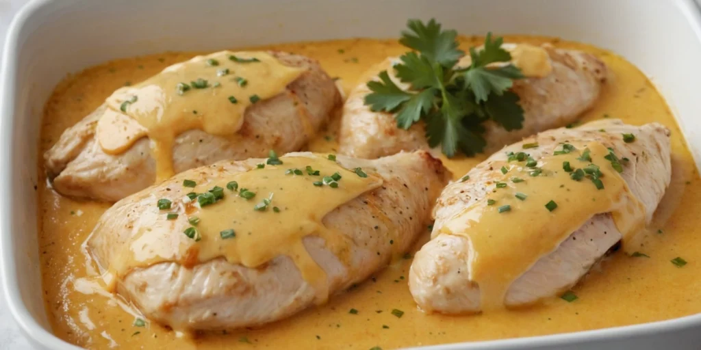 Indulge in the savory and creamy goodness of this Creamy Buffalo Chicken Bake recipe. Ready in under 30 minutes, it's a must-try dish for dinner tonight!
